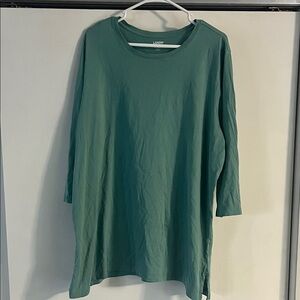 Lands' End Teal 3-4 Sleeve Cotton Tee